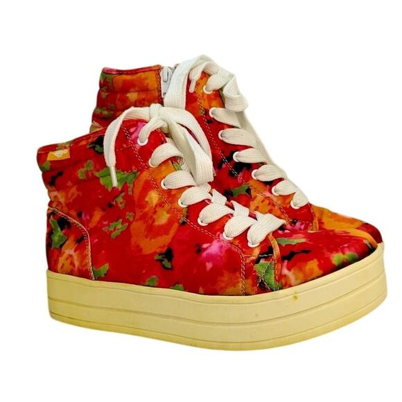 Rocket Dog Shoes - Rocket Dog Jazzin Womens Pink/Red Platform High Top Zippered Sneakers- Size 10M